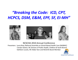 Breaking the Code: ICD, CPT, HCPCS, DSM, E&M, EPF, SF, EI-MH