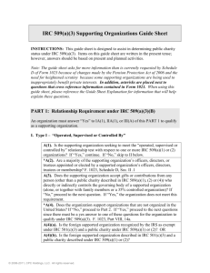 IRC 509(a)(3) Support Organizations Guide Sheet