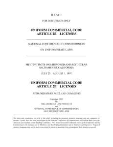 UNIFORM COMMERCIAL CODE ARTICLE 2B LICENSES
