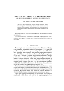 ASPECTS OF AREA FORMULAS BY WAY OF LUZIN, RAD ´O, AND