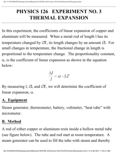 PHYSICS 126 EXPERIMENT NO. 3 THERMAL EXPANSION