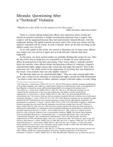 "Technical" Miranda Violations - Alameda County District Attorney's