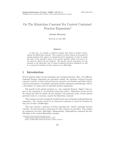 On The Khintchine Constant For Centred Continued Fraction