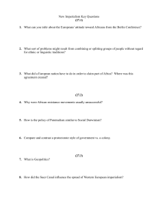 New Imperialism Key Questions (27.1) 1. What can you infer about