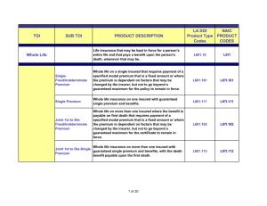 Life and Annuity Product Codes