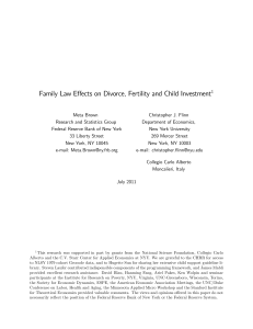 Family Law Effects on Divorce, Fertility and Child Investment