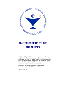 The ICN CODE OF ETHICS FOR NURSES