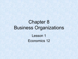 Business Organizations Lesson 1