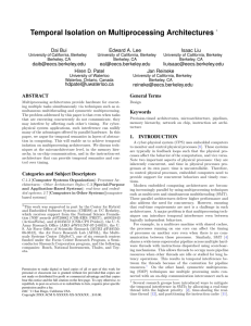 D. Bui et al.: Temporal Isolation on Multiprocessing Architectures