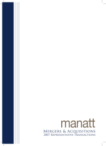 Mergers & Acquisitions - Manatt, Phelps & Phillips, LLP