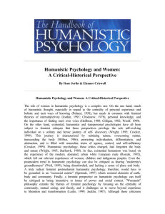Humanistic Psychology and Women: A Critical