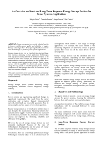 An Overview on Short and Long-Term Response Energy Storage