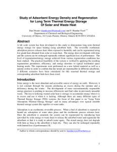 Study of Adsorbent Energy Density and Regeneration for Long Term