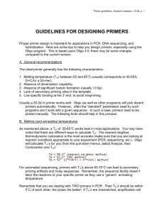 GUIDELINES FOR DESIGNING PRIMERS