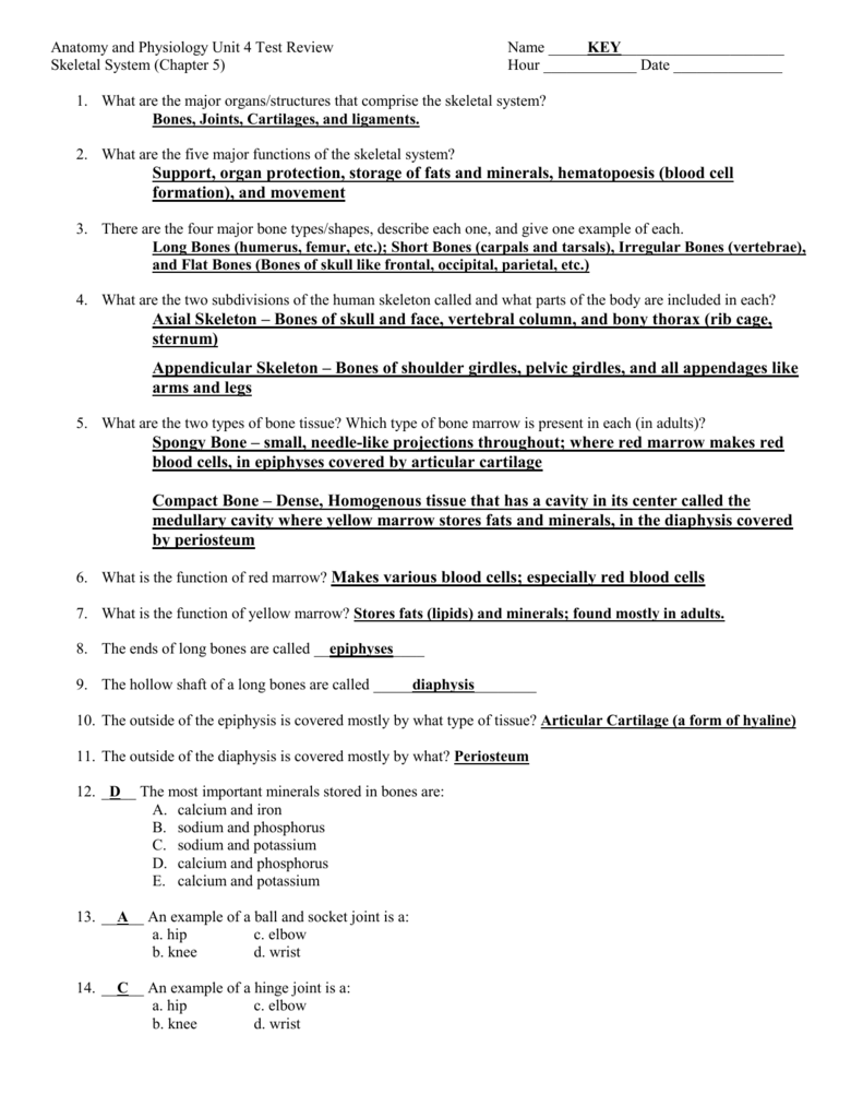 Unit 4 Review Answer KEY