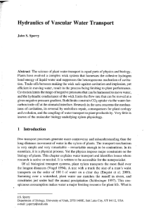 Hydraulics of Vascular Water Transport