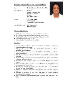 Personal Information of Dr. Jayshree Mehta