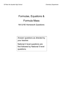 Formulae, Equations & Formula Mass
