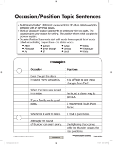 Occasion/Position Topic Sentences