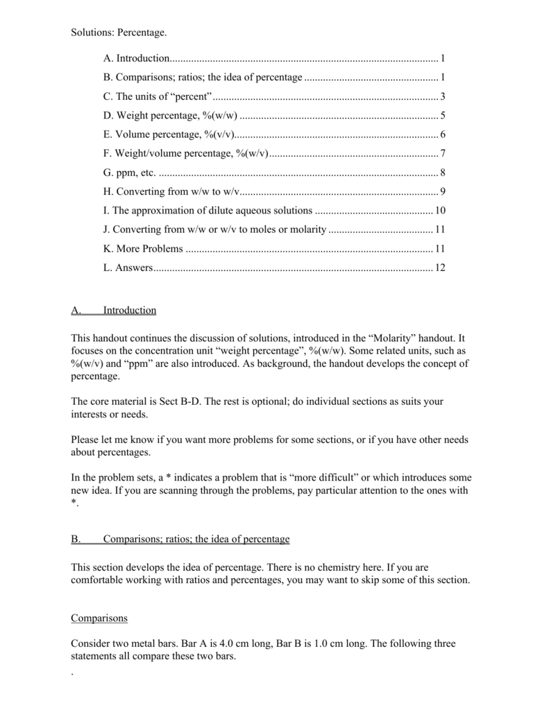 Solutions Percentage