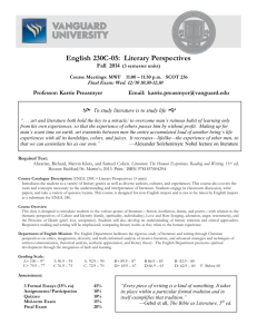 ENGL 230C Literary Perspectives - Vanguard University of Southern