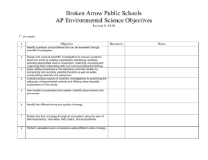 Broken Arrow Public Schools AP Environmental Science Objectives