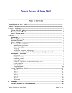 Tenure Dossier for Gerry Stahl