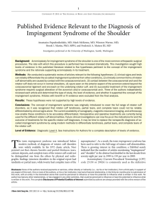 Published Evidence Relevant to the Diagnosis of Impingement