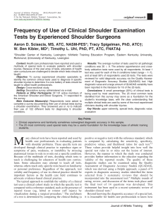 Frequency of Use of Clinical Shoulder Examination Tests by