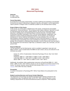 PSY 3315 Abnormal Psychology