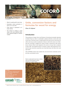 Units, conversion factors and formulae for wood for energy