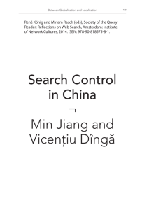 Search Control in China. An interview with Min Jiang