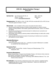 NTR 370 – Medical Nutrition Therapy I