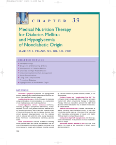 Medical Nutrition Therapy for Diabetes Mellitus and Hypoglycemia