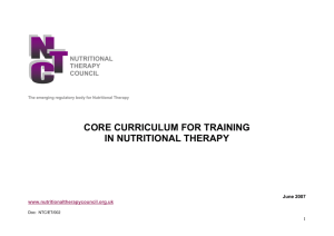 CORE CURRICULUM FOR TRAINING IN NUTRITIONAL THERAPY