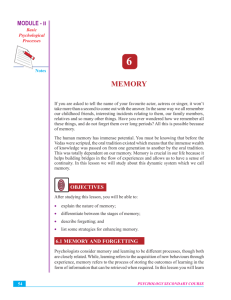 Memory - The National Institute of Open Schooling