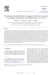 Variations in the distribution of magma in the lower crust and at the