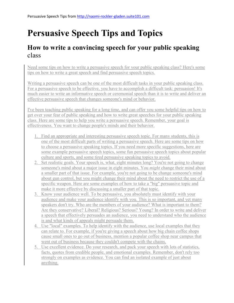 how to choose a persuasive speech topic