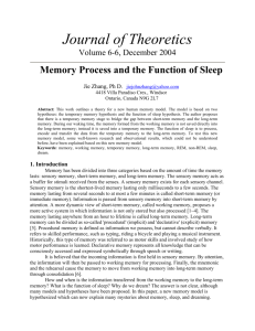 Memory process and the function of sleep