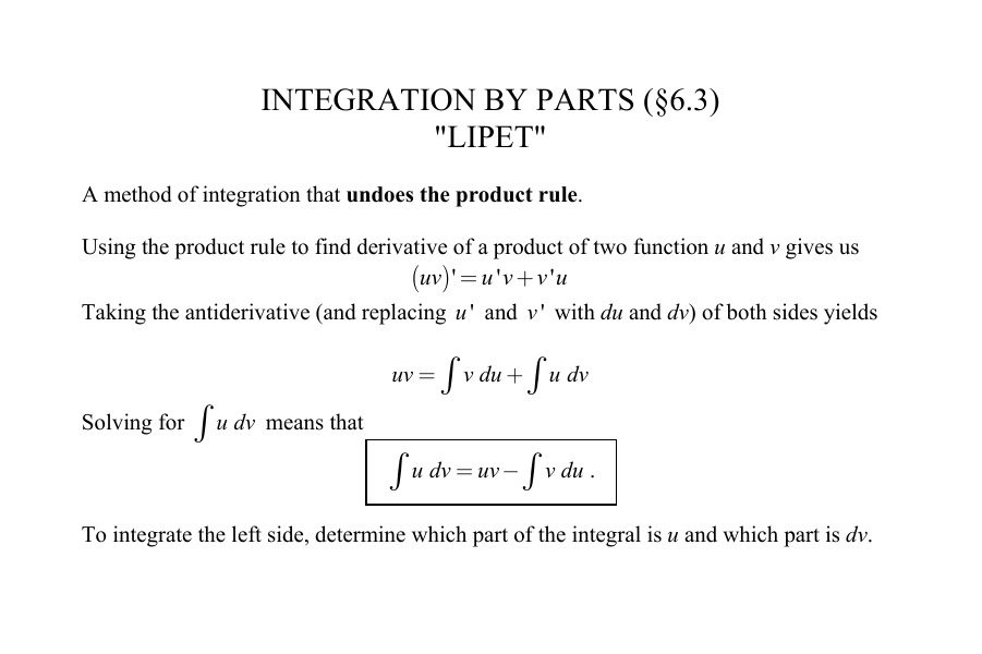 integration product rule