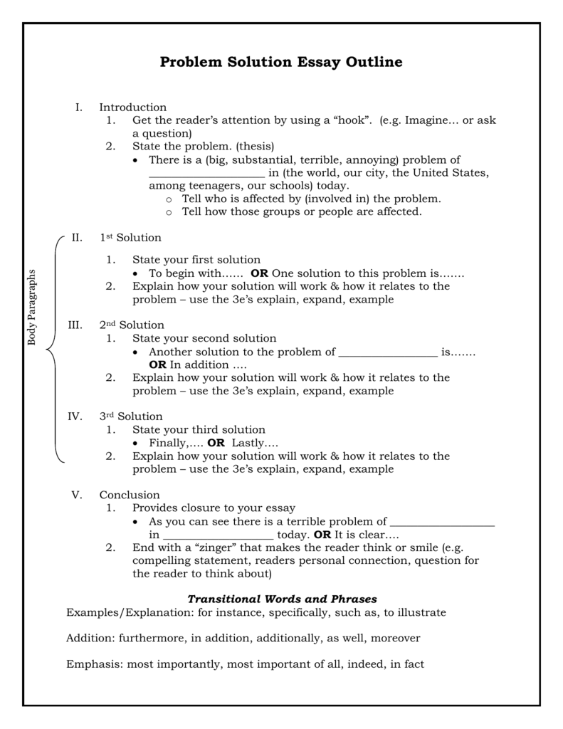 problem solution structure essay example