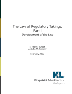 The Law of Regulatory Takings: Part I