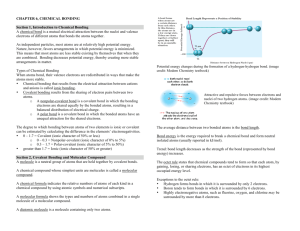CHAPTER 6, CHEMICAL BONDING Section 1, Introduction to