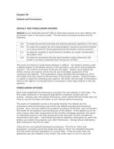 Chapter 40 Default and Foreclosure DEFAULT AND