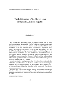 The Politicization of the Slavery Issue in the Early American Republic