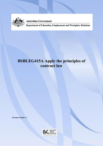 BSBLEG415A Apply the principles of contract law