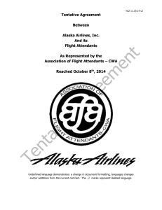 Tentative Agreement Between Alaska Airlines, Inc. And its Flight