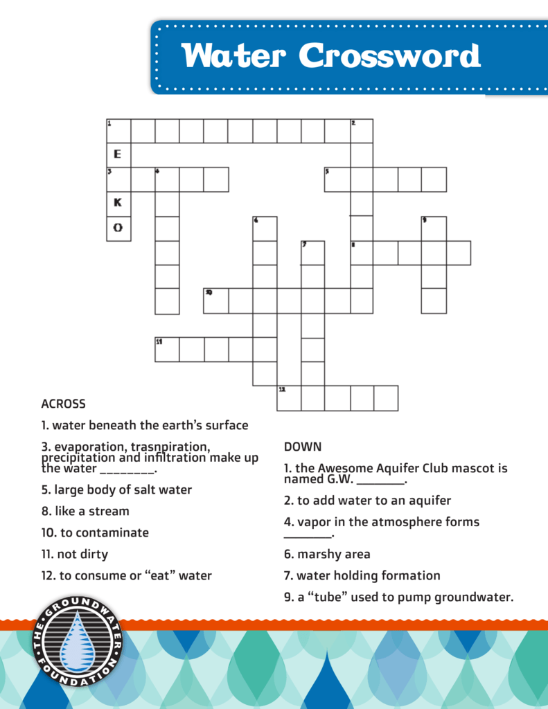 Water Crossword Puzzle