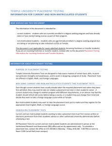 Placement Testing Information for Current and