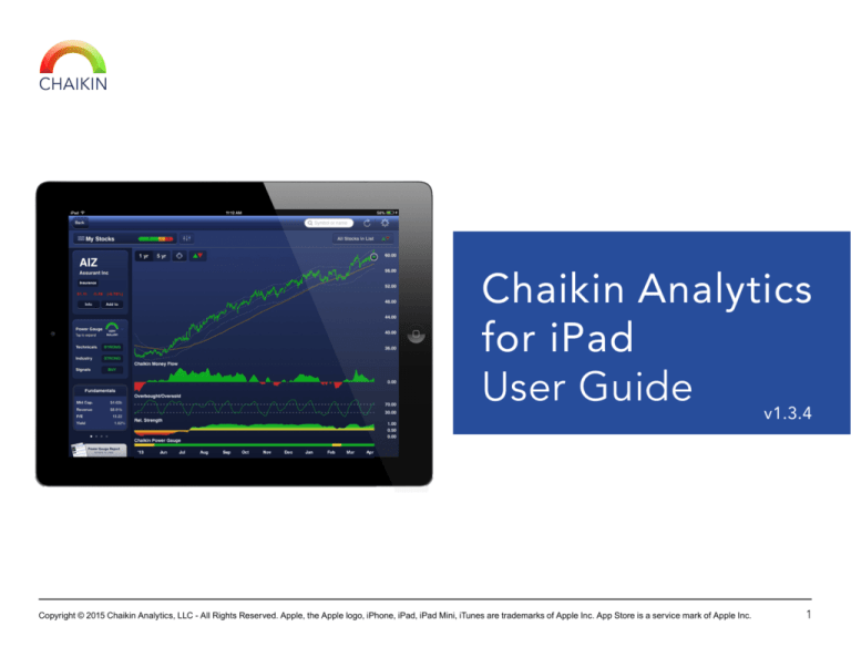 Chaikin Analytics For IPad User Guide